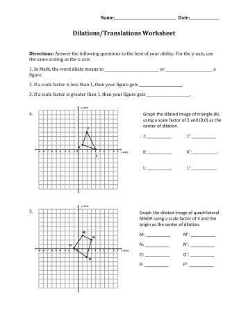 Dilations Worksheet With Answers Pdf