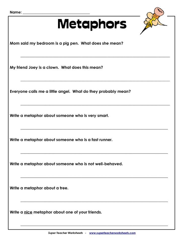 Simile And Metaphor Worksheet 5th Grade