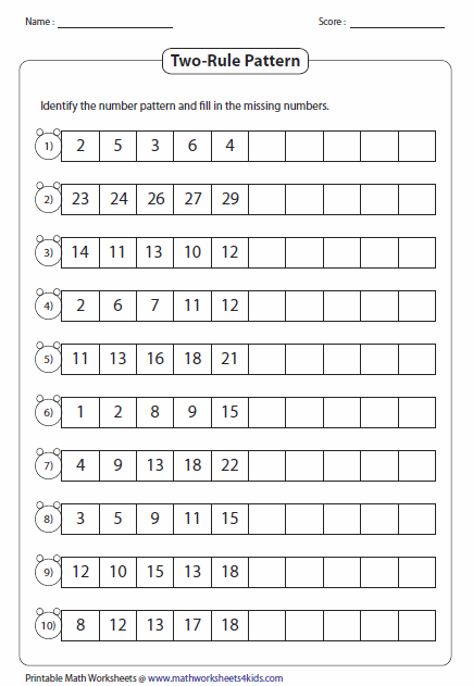 Pattern Worksheets For Grade 2