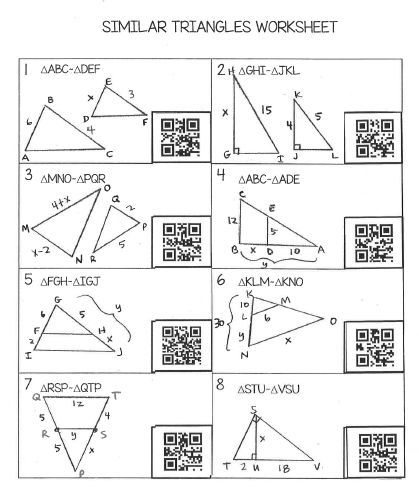 Similar Triangles Worksheet Grade 9 Answer Key