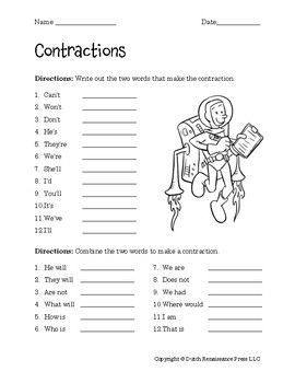 Contractions Worksheet Pdf