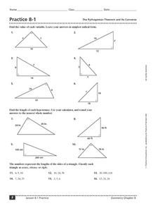 Pythagorean Theorem Practice Worksheet Answer Key