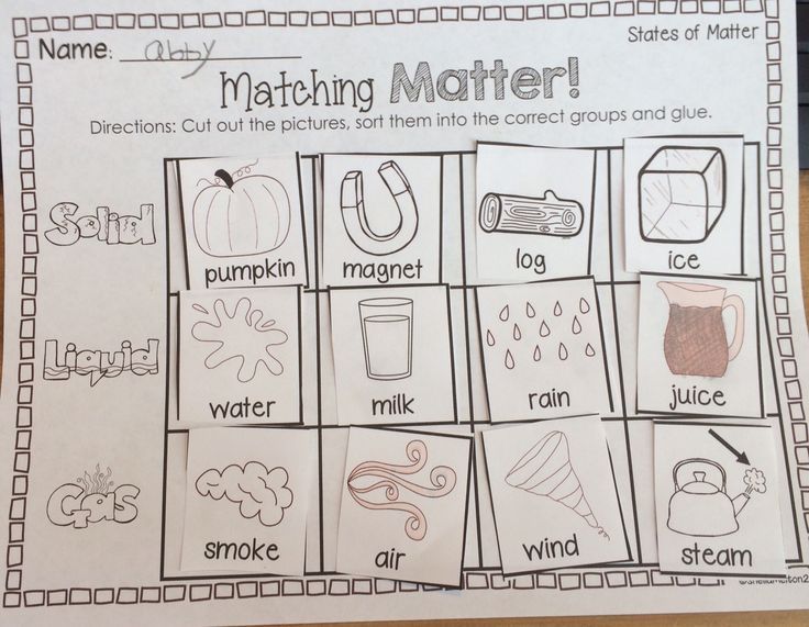 Printable States Of Matter Worksheet Kindergarten