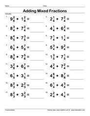 4th Grade Adding Mixed Numbers Worksheet