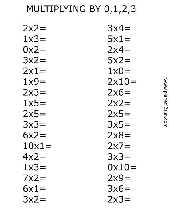 3rd Grade Multiplication Worksheets 0 5