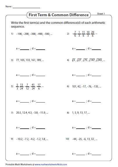 Arithmetic Series Worksheet