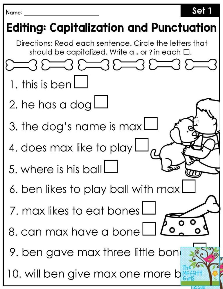 1st Grade Punctuation Practice Worksheets
