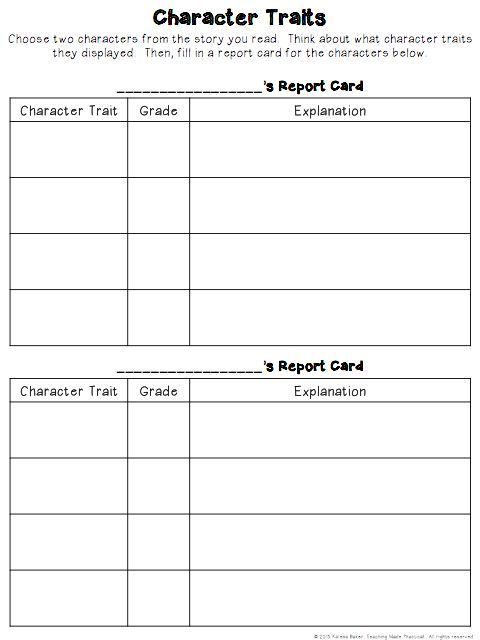 Character Traits Worksheet 5th Grade