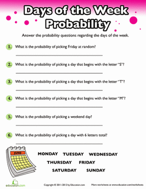 Probability Worksheets Grade 6
