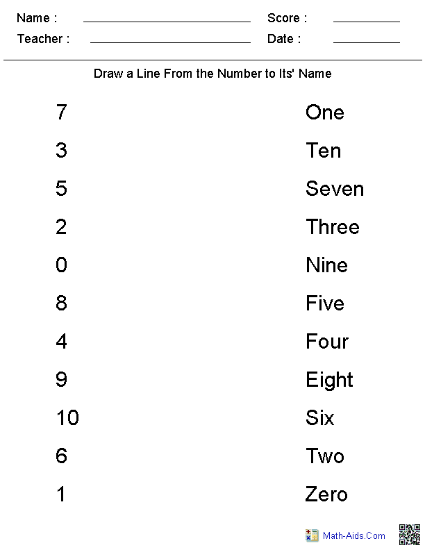 Number Names Worksheet For Grade 1