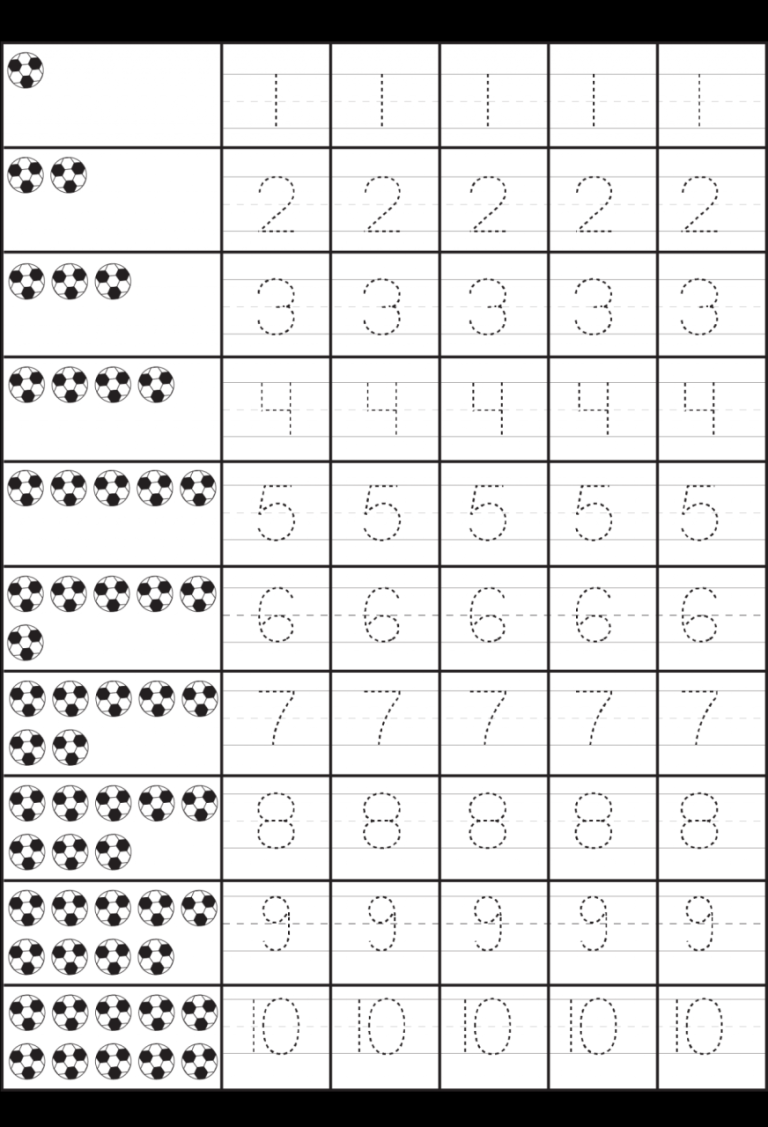 Kindergarten Number Tracing Worksheets Pdf