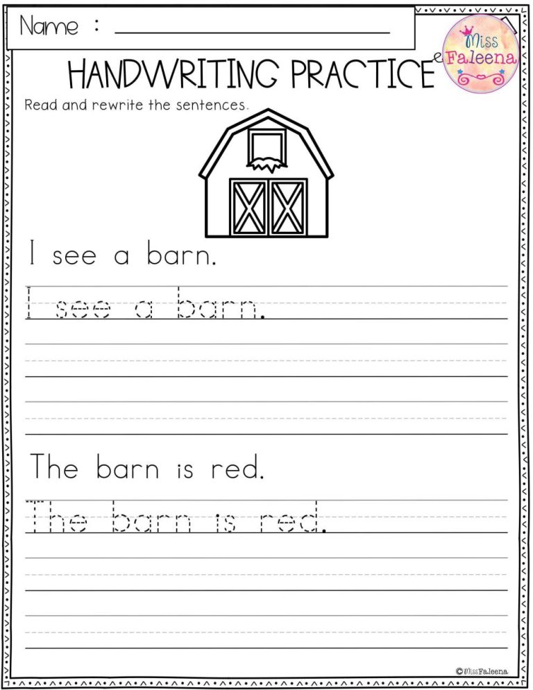 Writing Worksheets For Kindergarten