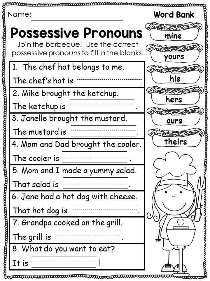 Possessive Pronouns Worksheet With Answers