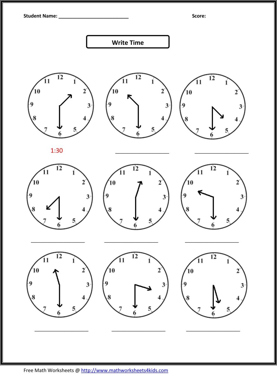 Time Worksheets Grade 1