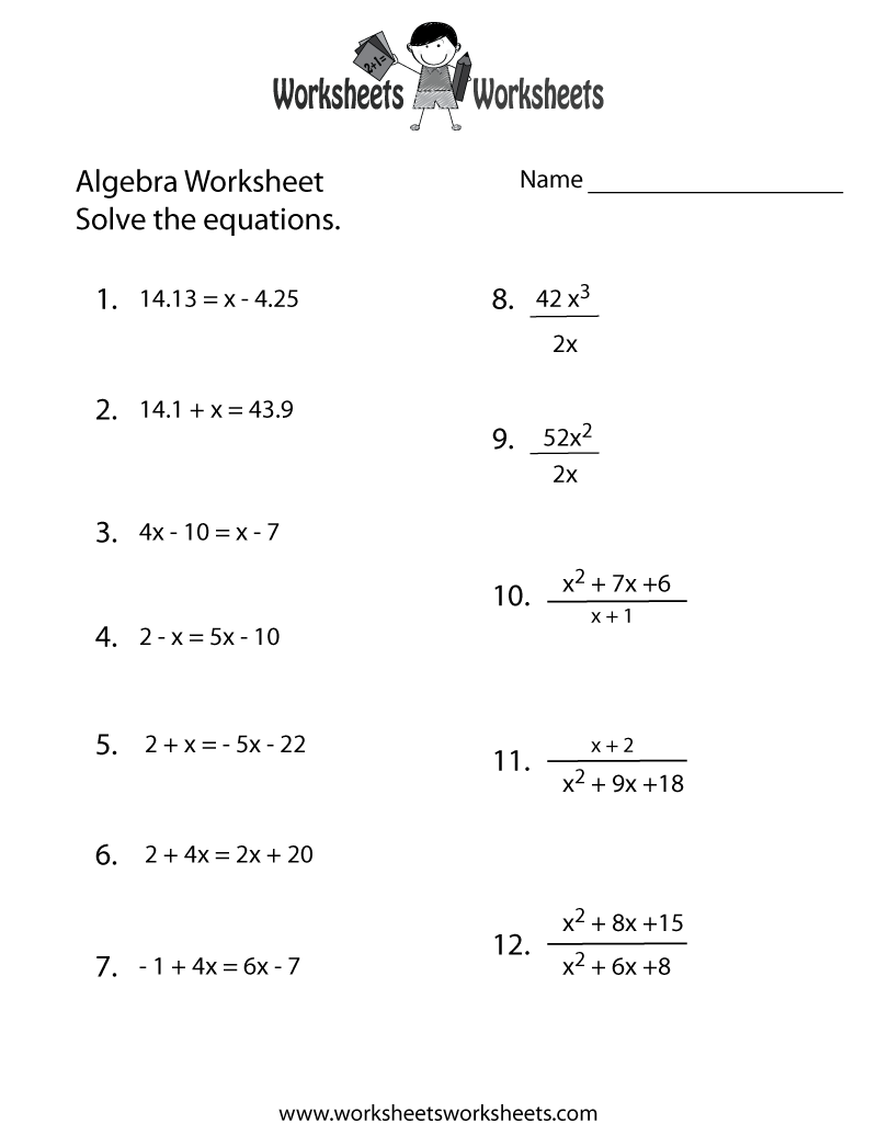 Grade 7 Algebra Worksheets Pdf