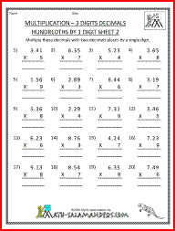 Long Multiplication Worksheets With Decimals