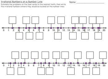 Estimating Square Roots Worksheet Number Line