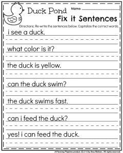 Writing Sentences Worksheets For 1st Grade