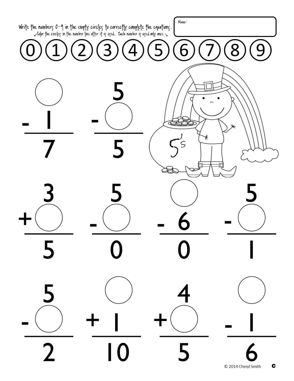 Math Facts Worksheets For Kindergarten