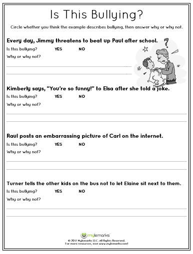 Bullying Worksheets Grade 4