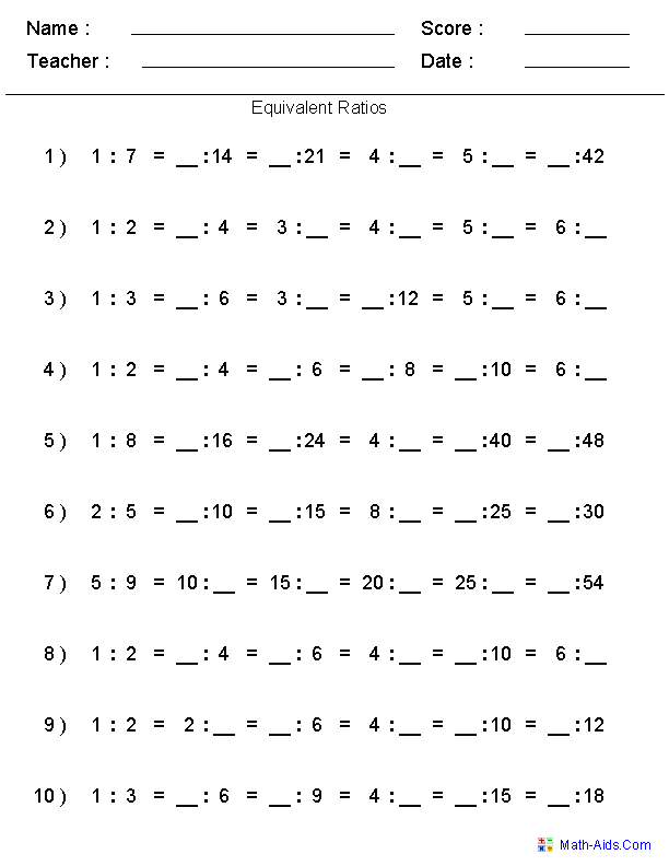 Easy 6th Grade Math Worksheets With Answers
