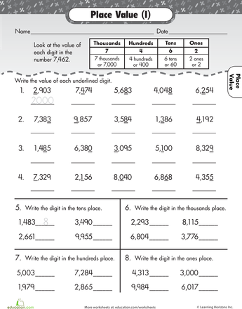 Place Value Worksheets 3rd Grade