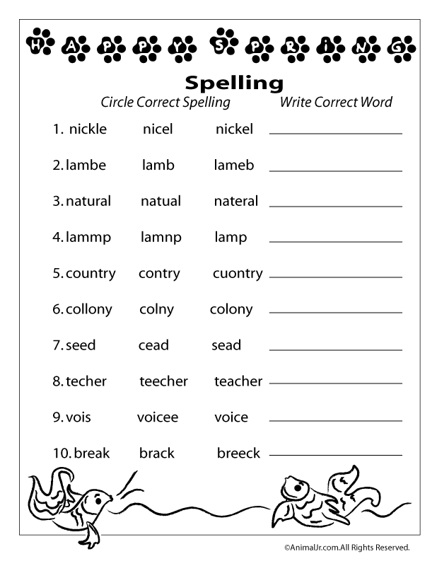 Spelling Worksheets For Grade 2 Printable