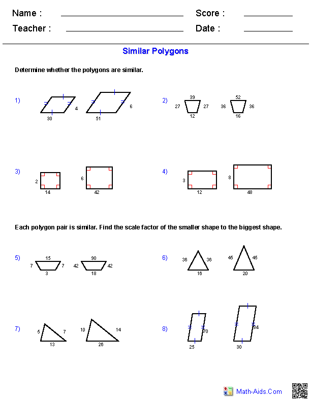 Using Similar Polygons Worksheet Answers