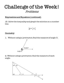 Grade 6 6th Class Maths Problems