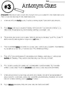 6th Grade Context Clues Worksheets Pdf