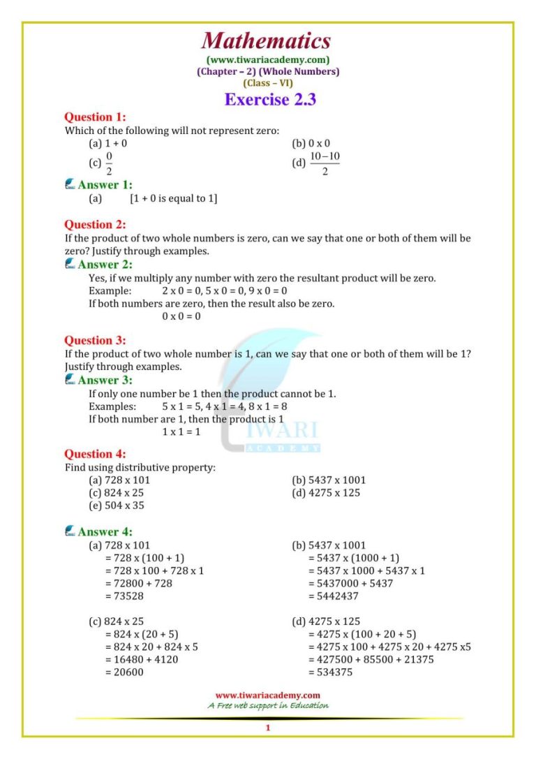 Class 6 Maths Chapter 1 Worksheet Pdf