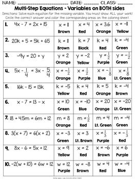 Solving Multi Step Equations Worksheet Pdf