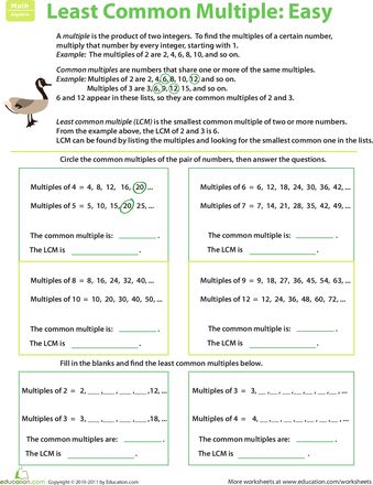 Multiples Worksheets Grade 6