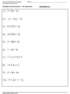 6th Grade Algebra Equations Worksheets