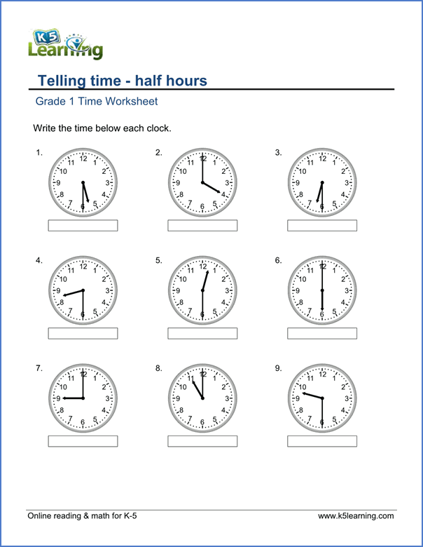 1st Grade Telling Time Worksheets Pdf