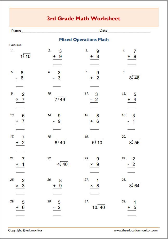 Division Math Problems 3rd Grade