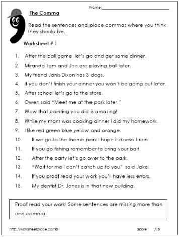 Punctuation Worksheets For Grade 3 With Answers Pdf