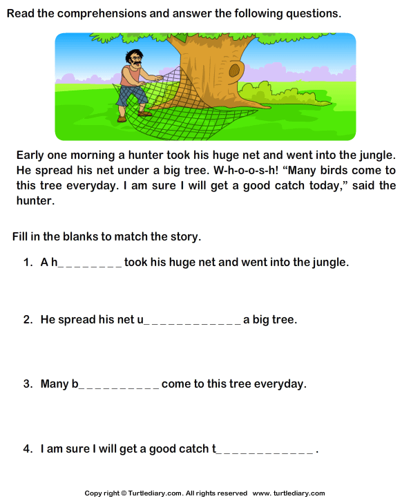 Comprehension For Class 1 In English