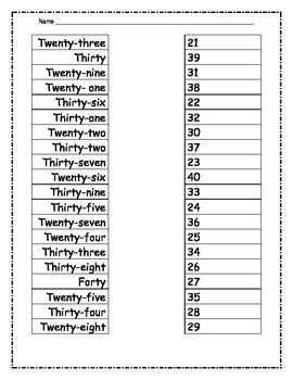 Number Names Worksheet 1 To 100