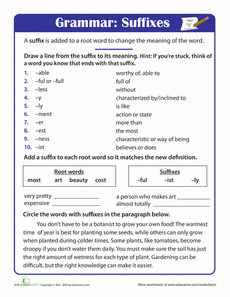 Suffixes Worksheets With Answers