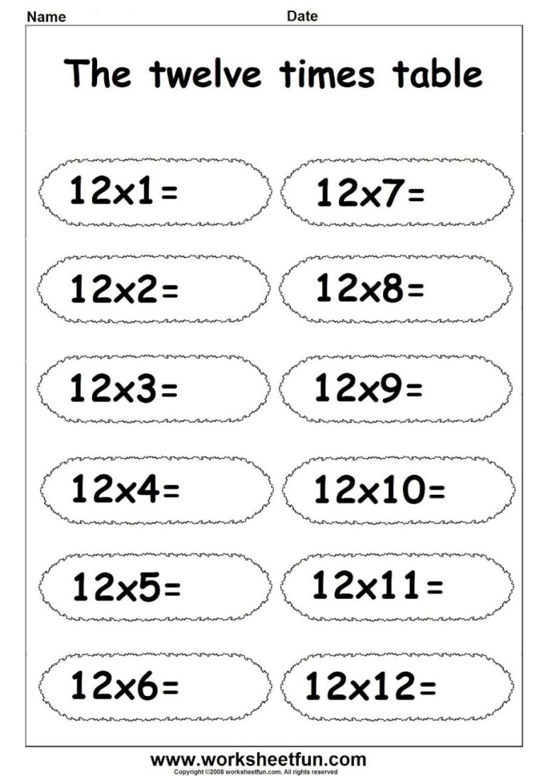 Times Tables Worksheets 3rd Grade