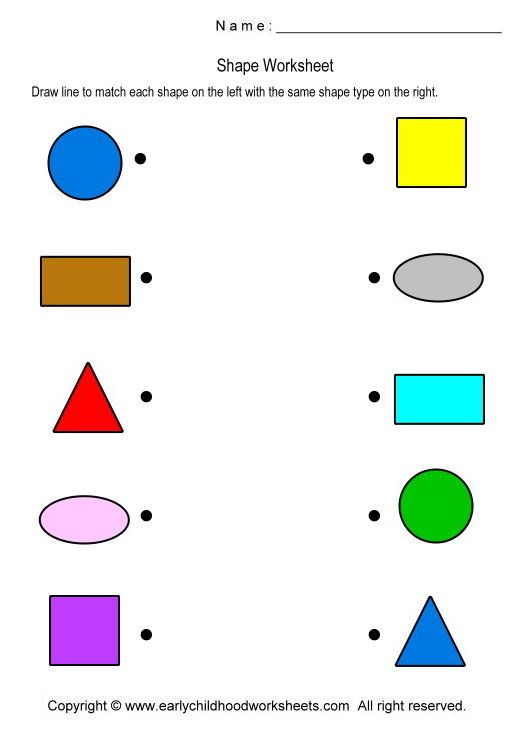 Matching Shapes Worksheets Preschool