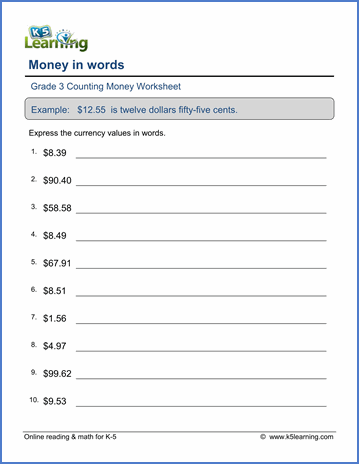 Class 3 Maths Money Worksheet Pdf