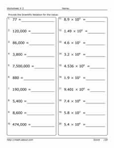 Scientific Notation Mathworksheets4kids Answers