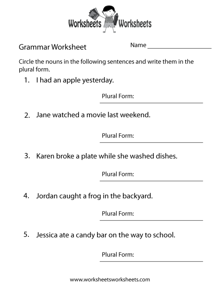 Printable English Worksheets For Grade 3