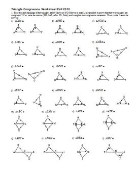 Proof Triangle Congruence Worksheet Answer Key