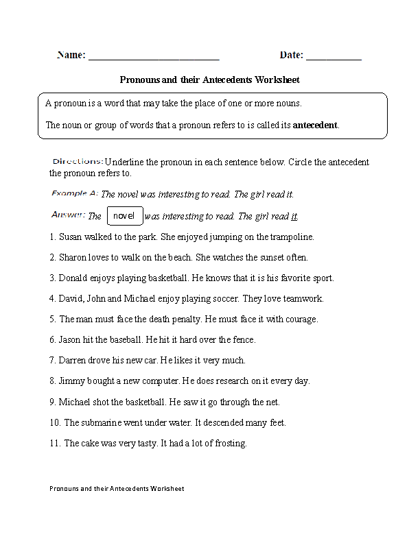Interrogative Pronouns Worksheet Grade 6