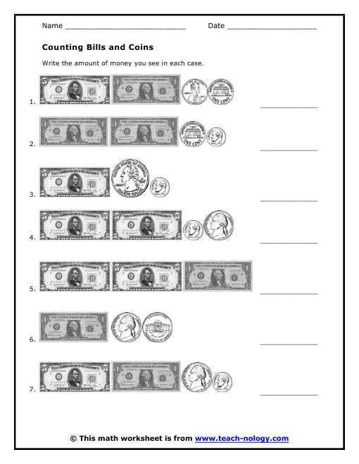 Counting Coins Worksheets 3rd Grade