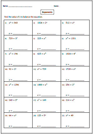 Exponents Worksheets 8th Grade