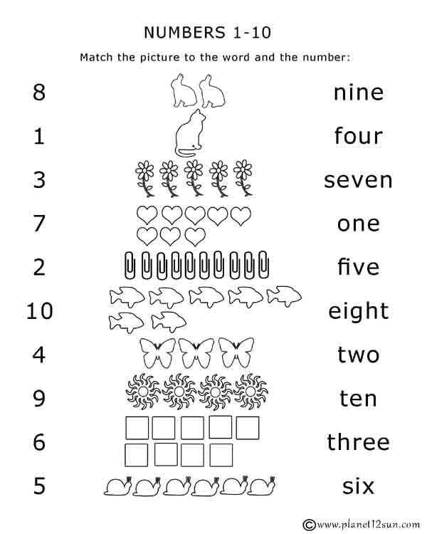 Number Names Worksheet For Preschool